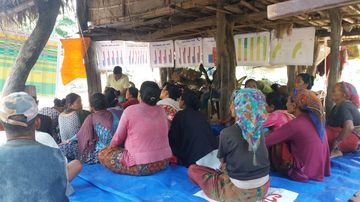 Sharing FRMC results with community members in Nepal.